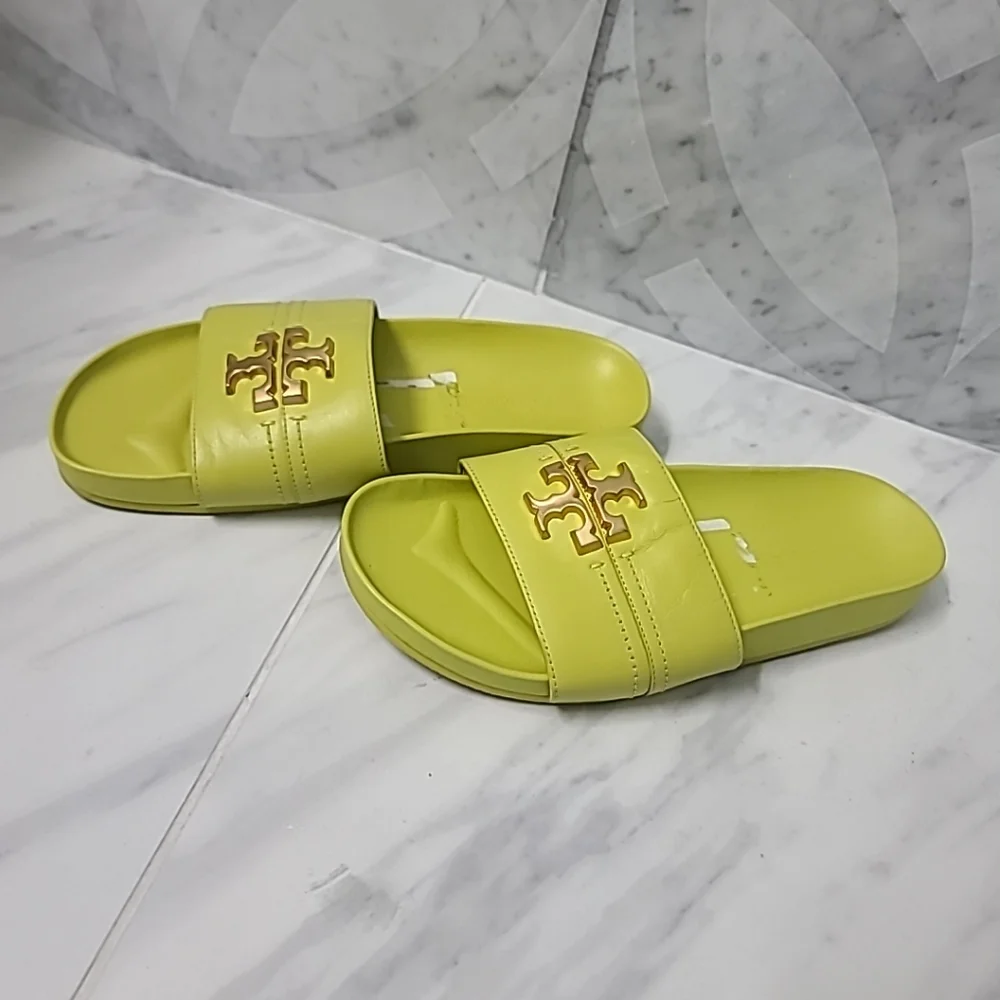Tory Burch Everly Anatomic Cloud Leather Slide Sandals Yuzu 88336 Size 6.5